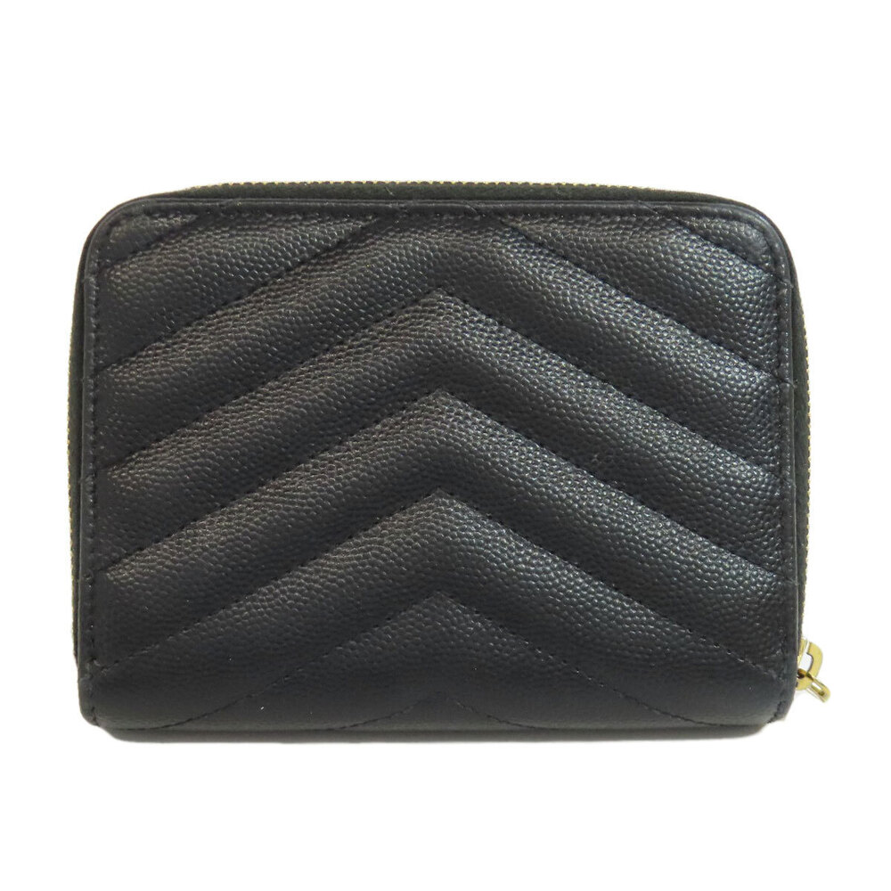 Saint Laurent Wallet V stitch bi fold calfskin Black